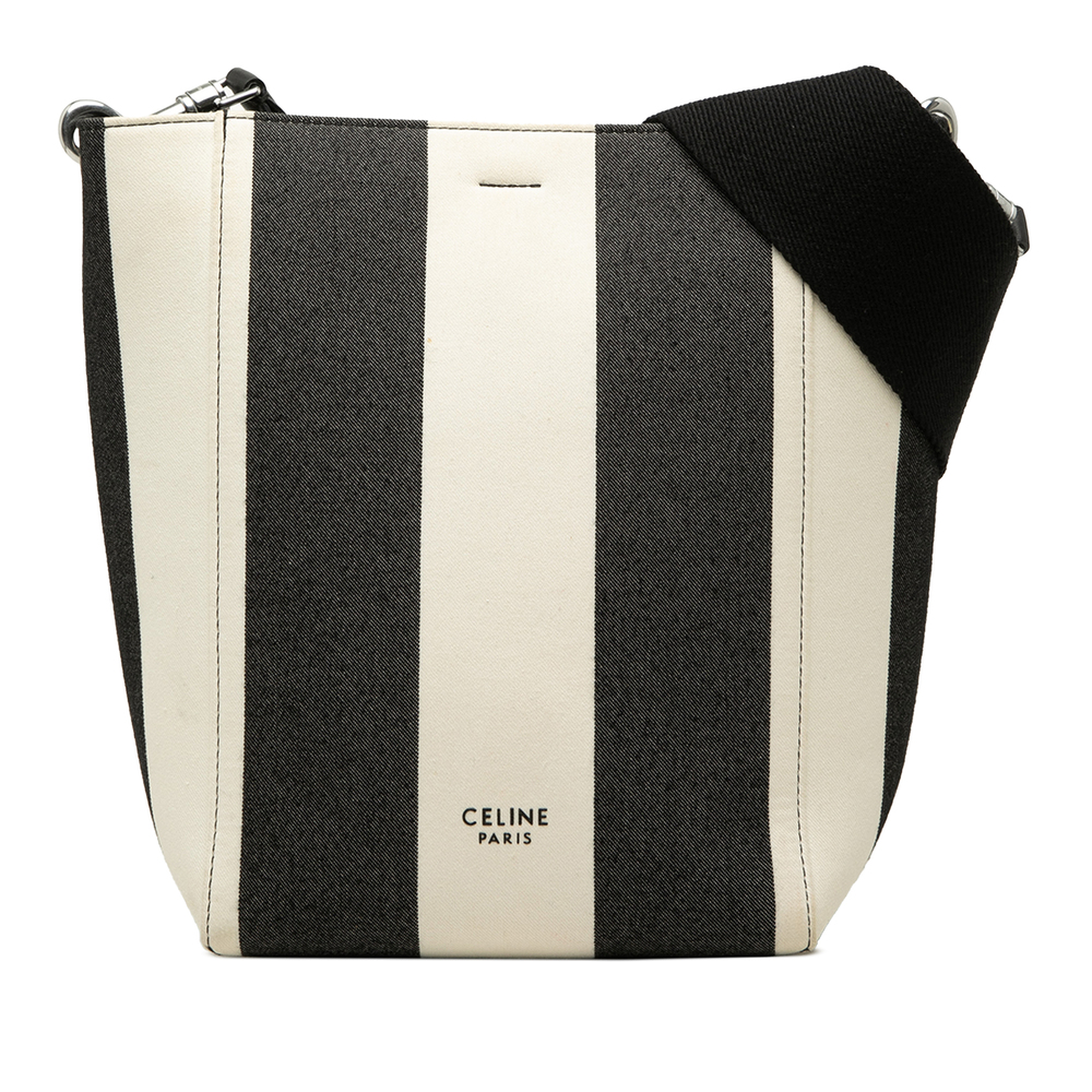 Pre-Loved Celine Small Striped Canvas Seau Sangle Bucket Bag